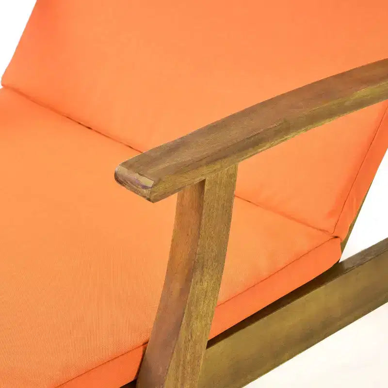 Perla 3-delige loungeset van acaciahout voor buiten met kussens – teak/oranje – Christopher Knight Home
