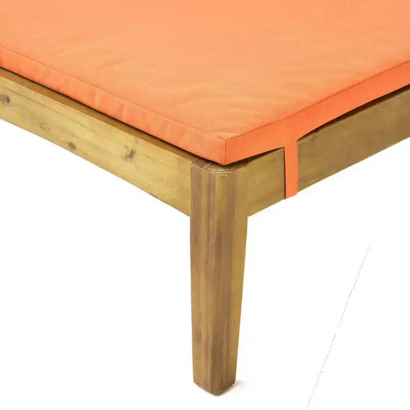 Perla 3-delige loungeset van acaciahout voor buiten met kussens – teak/oranje – Christopher Knight Home