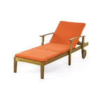 Perla 3-delige loungeset van acaciahout voor buiten met kussens – teak/oranje – Christopher Knight Home
