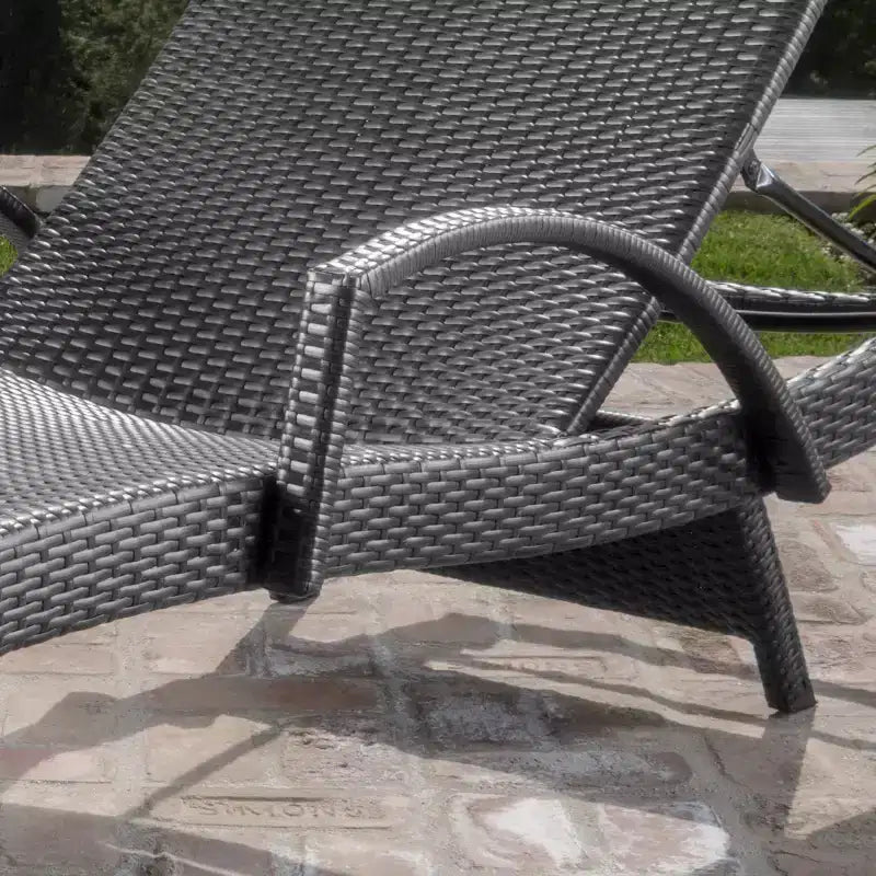 Salem 2-delige gevlochten chaise longue met armleuningen en bijzettafel - grijs - Christopher Knight Home