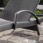 Salem 2-delige gevlochten chaise longue met armleuningen en bijzettafel - grijs - Christopher Knight Home