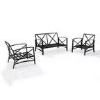 Crosley 3pc Kaplan Steel Outdoor Seating Furniture Set with Loveseat & 2 Chairs Oatmeal