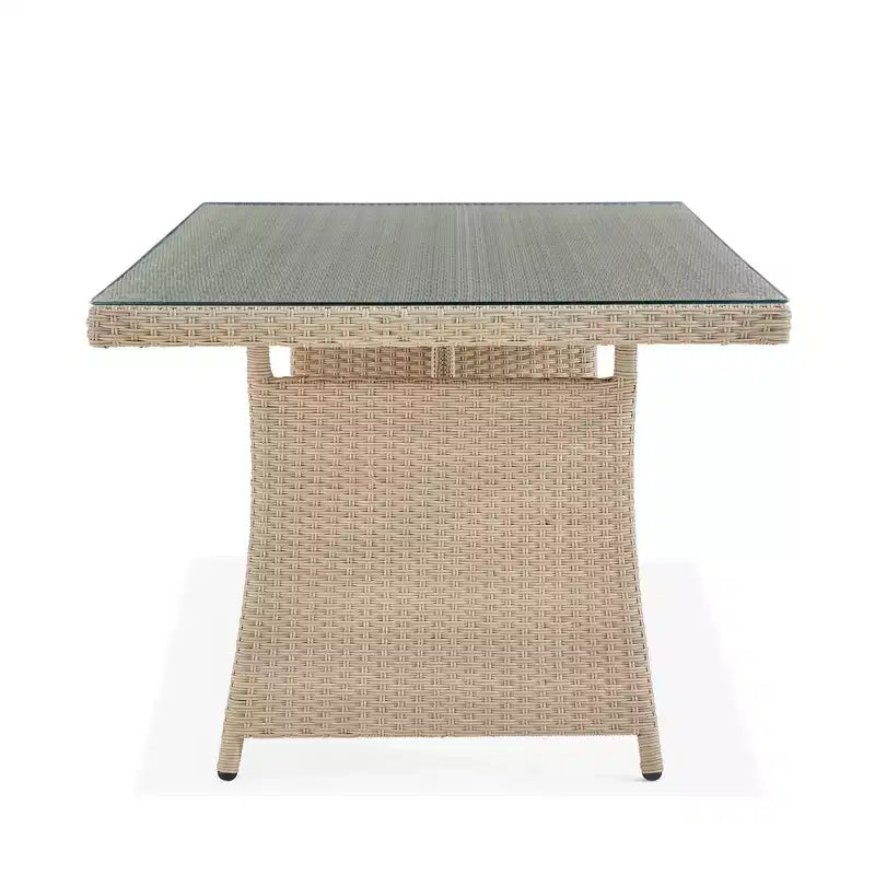 Canaan 4pc All Weather Wicker Outdoor Double Corner Horseshoe Sectional Set Cream - Alaterre Furniture: Weather-Resistant Patio Set with Glass Table