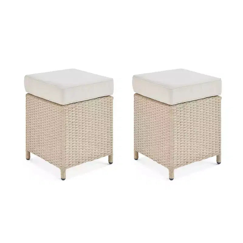 Canaan 4pc All Weather Wicker Outdoor Double Corner Horseshoe Sectional Set Cream - Alaterre Furniture: Weather-Resistant Patio Set with Glass Table