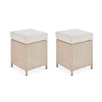 Canaan 4pc All Weather Wicker Outdoor Double Corner Horseshoe Sectional Set Cream - Alaterre Furniture: Weather-Resistant Patio Set with Glass Table