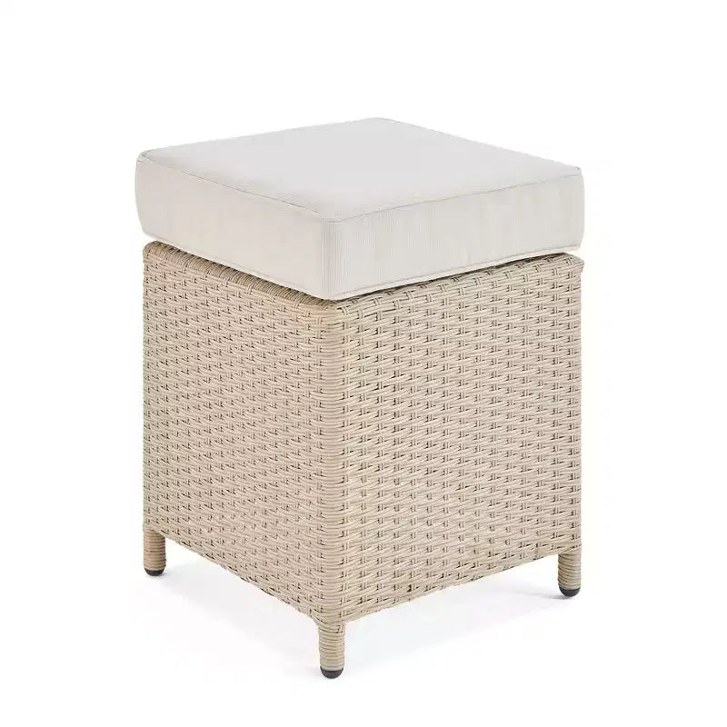 Canaan 4pc All Weather Wicker Outdoor Double Corner Horseshoe Sectional Set Cream - Alaterre Furniture: Weather-Resistant Patio Set with Glass Table