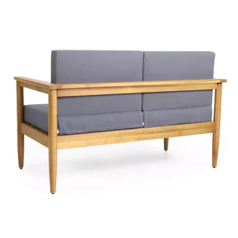 5pc Magnolia Patio Acacia Wood 7 Seater Chat Set - Teak/Dark Gray - Christopher Knight Home