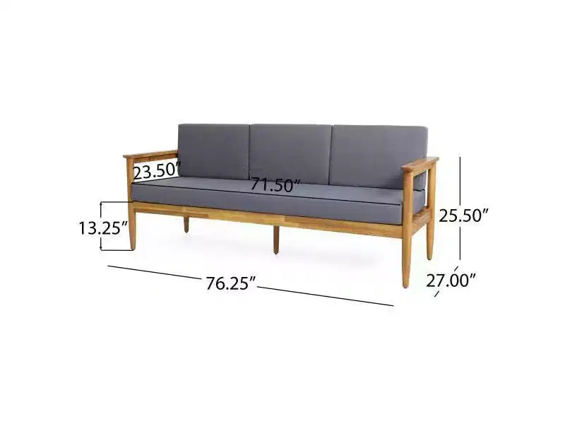 5pc Magnolia Patio Acacia Wood 7 Seater Chat Set - Teak/Dark Gray - Christopher Knight Home