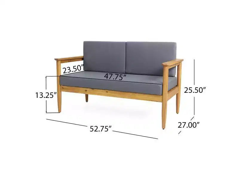 5pc Magnolia Patio Acacia Wood 7 Seater Chat Set - Teak/Dark Gray - Christopher Knight Home