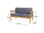 5pc Magnolia Patio Acacia Wood 7 Seater Chat Set - Teak/Dark Gray - Christopher Knight Home