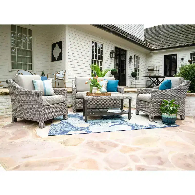 Leisure Made Marietta 4-delige wickerzitgroep in beige stof
