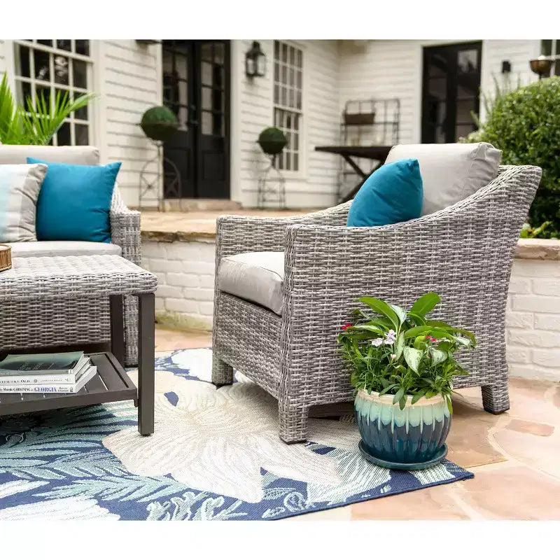 Leisure Made Marietta 4-delige wickerzitgroep in beige stof