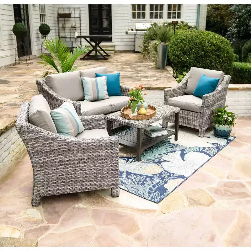 Leisure Made Marietta 4-delige wickerzitgroep in beige stof