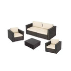 Christopher Knight Home 5pc Santa Rosa Wicker Outdoor Furniture Chat Set Multibrown/Beige