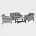 Leisure Made Marietta 4pc Wicker Seating in Gray Fabric