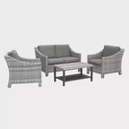 Leisure Made Marietta 4pc Wicker Seating in Gray Fabric