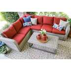 Leisure Made Forsyth 5-delige modulaire loungeset van vlechtwerk met rode bekleding