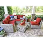 Leisure Made Forsyth 5-delige modulaire loungeset van vlechtwerk met rode bekleding