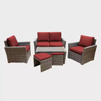 Leisure Made Newton 6pc Wicker Seating in Red Fabric