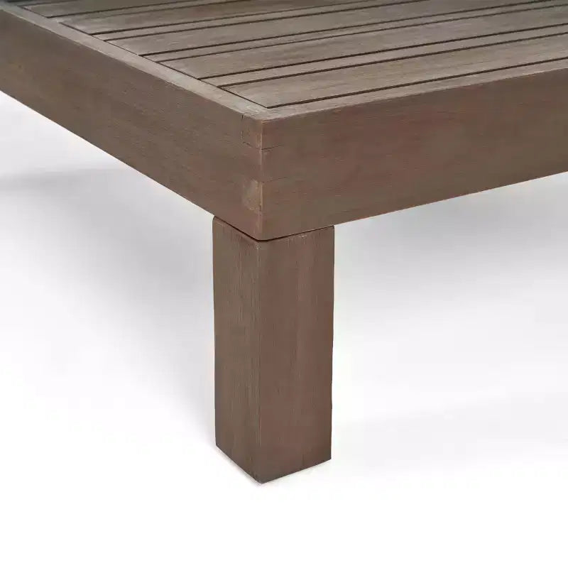 2pc Brava Outdoor Acacia Wood Right Arm Loveseat & Coffee Table with Cushion - Christopher Knight Home: Patio Set with Removable Cushions
