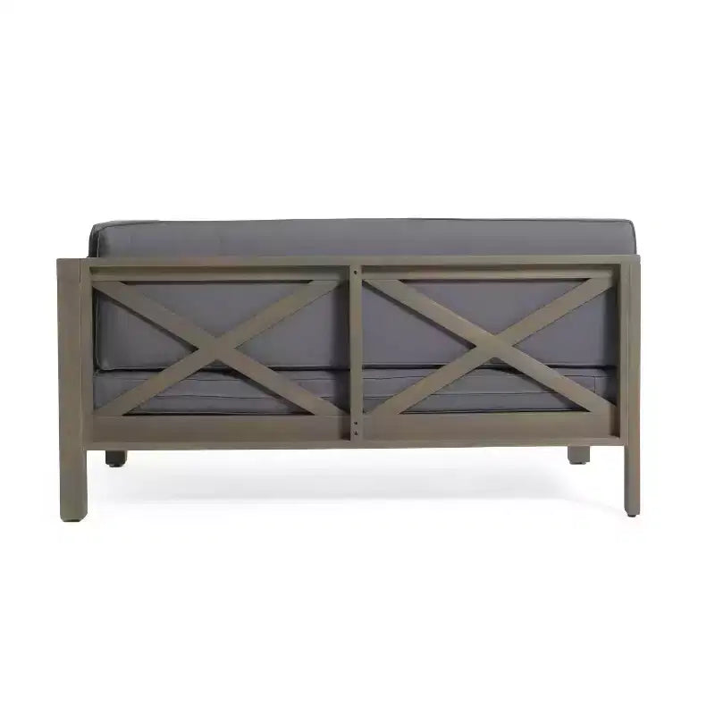 2pc Brava Outdoor Acacia Wood Right Arm Loveseat & Coffee Table with Cushion - Christopher Knight Home: Patio Set with Removable Cushions