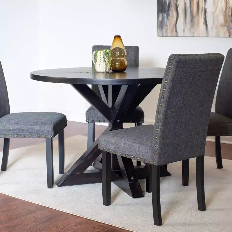Roundhill Furniture Mytzi 5-delige eetkamerset, eetkamertafel met kruisconstructie en 4 stijlvolle stoelen