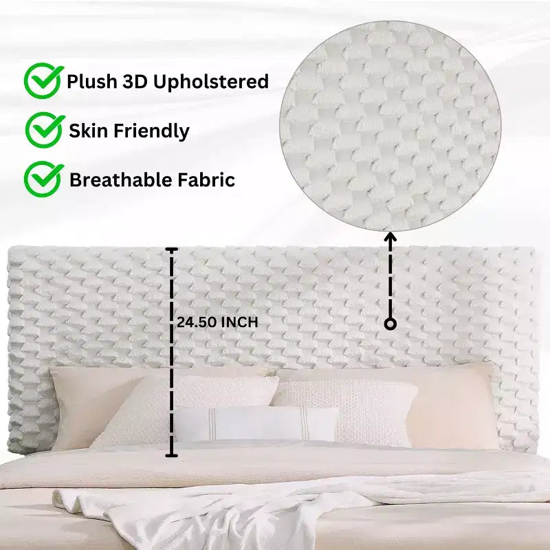 Findlay 3-Piece Bedroom Set, Plush 3D Upholstered Bed with 2 Nightstands