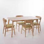 GDFStudio Balfern 5-delige eetset van hout in mid-century-moderne stijl met bekleding