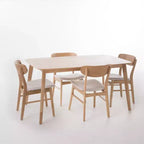 GDFStudio Balfern 5-delige eetset van hout in mid-century-moderne stijl met bekleding
