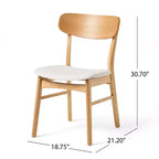 GDFStudio Balfern 5-delige eetset van hout in mid-century-moderne stijl met bekleding