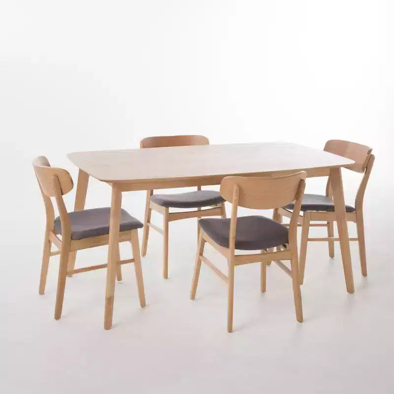 GDFStudio Balfern 5-delige eetset van hout in mid-century-moderne stijl met bekleding