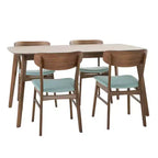 GDFStudio Balfern 5-delige eetset van hout in mid-century-moderne stijl met bekleding