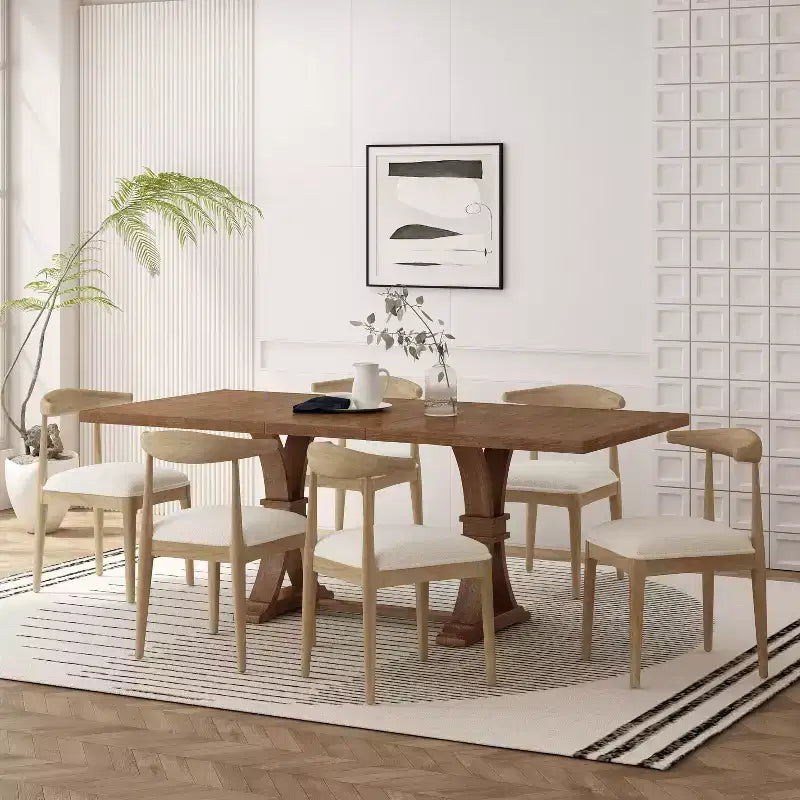 Christopher Knight Home Covey 7-delige eigentijdse eetkamerset van hout met bekleding en uitschuifbare tafel