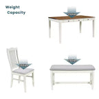 Whisen Mid-Century 6-Piece Wood Dining Table Set with 4 Upholstered Chairs and Bench