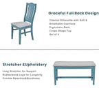 Whisen Mid-Century 6-Piece Wood Dining Table Set with 4 Upholstered Chairs and Bench