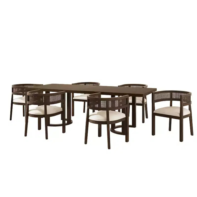 Christopher Knight Home Lythor 7-delige eetkamerset van riet en rubberhout met bekleding