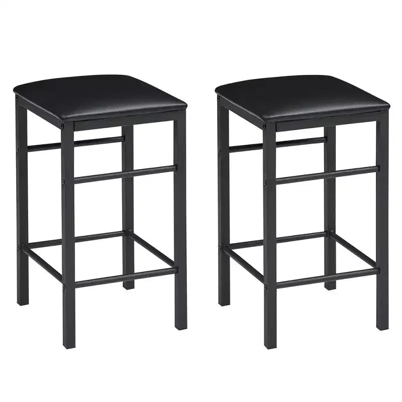 VECELO 3-delige bartafel- en stoelenset op toonbankhoogte, rechthoekige keukeneetset voor 2 personen met stoelen van PU-leer en marmeren tafelblad