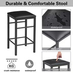 VECELO 3-delige bartafel- en stoelenset op toonbankhoogte, rechthoekige keukeneetset voor 2 personen met stoelen van PU-leer en marmeren tafelblad