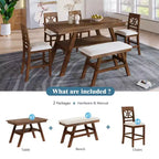 Whisen Rustic 6-Piece Counter Height Dining Table Set with Bench and 4 Upholstered Chairs