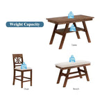 Whisen Rustic 6-Piece Counter Height Dining Table Set with Bench and 4 Upholstered Chairs