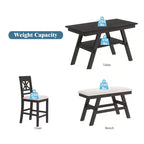 Whisen Rustic 6-Piece Counter Height Dining Table Set with Bench and 4 Upholstered Chairs