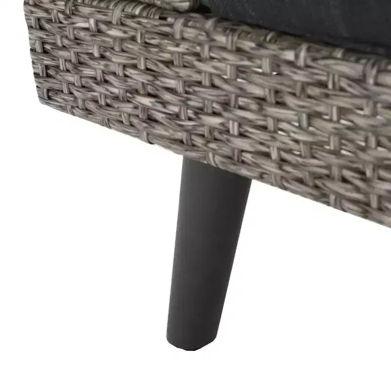 GDFStudio Hensley 5-zits hoekbankset voor buiten van wicker in V-vorm, met kussens, gemengd zwart/donkergrijs