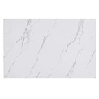 5-Piece Dining Table Set Dining Set with Faux Marble Dining Table, 4 Thicken Cushion Dining Chairs, Gray/White-ModernLuxe