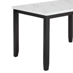 5-Piece Dining Table Set Dining Set with Faux Marble Dining Table, 4 Thicken Cushion Dining Chairs, Gray/White-ModernLuxe