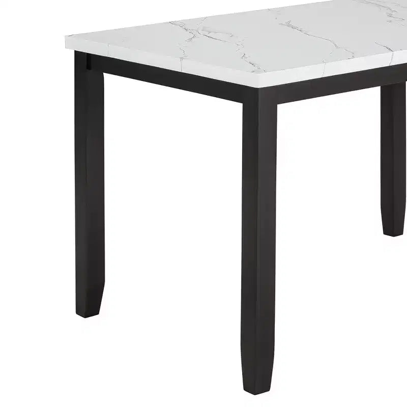 5-Piece Dining Table Set Dining Set with Faux Marble Dining Table, 4 Thicken Cushion Dining Chairs, Gray/White-ModernLuxe