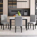 5-Piece Dining Table Set Dining Set with Faux Marble Dining Table, 4 Thicken Cushion Dining Chairs, Gray/White-ModernLuxe