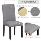 5-Piece Dining Table Set Dining Set with Faux Marble Dining Table, 4 Thicken Cushion Dining Chairs, Gray/White-ModernLuxe