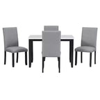 5-Piece Dining Table Set Dining Set with Faux Marble Dining Table, 4 Thicken Cushion Dining Chairs, Gray/White-ModernLuxe