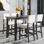 5-Piece Counter Height Dining Table Set Dining Set with Classic Dining Table and 4 Cushioned Dining Chairs, Natural Wood Wash/Espresso-ModernLuxe