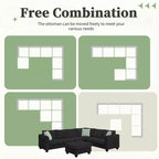Whisen Minimalist Style L-shaped Modular Sectional Sofa, Living Room Set Includes Ottoman and Pillows